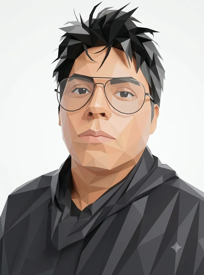 Alonso de la Cruz — low-poly portrait